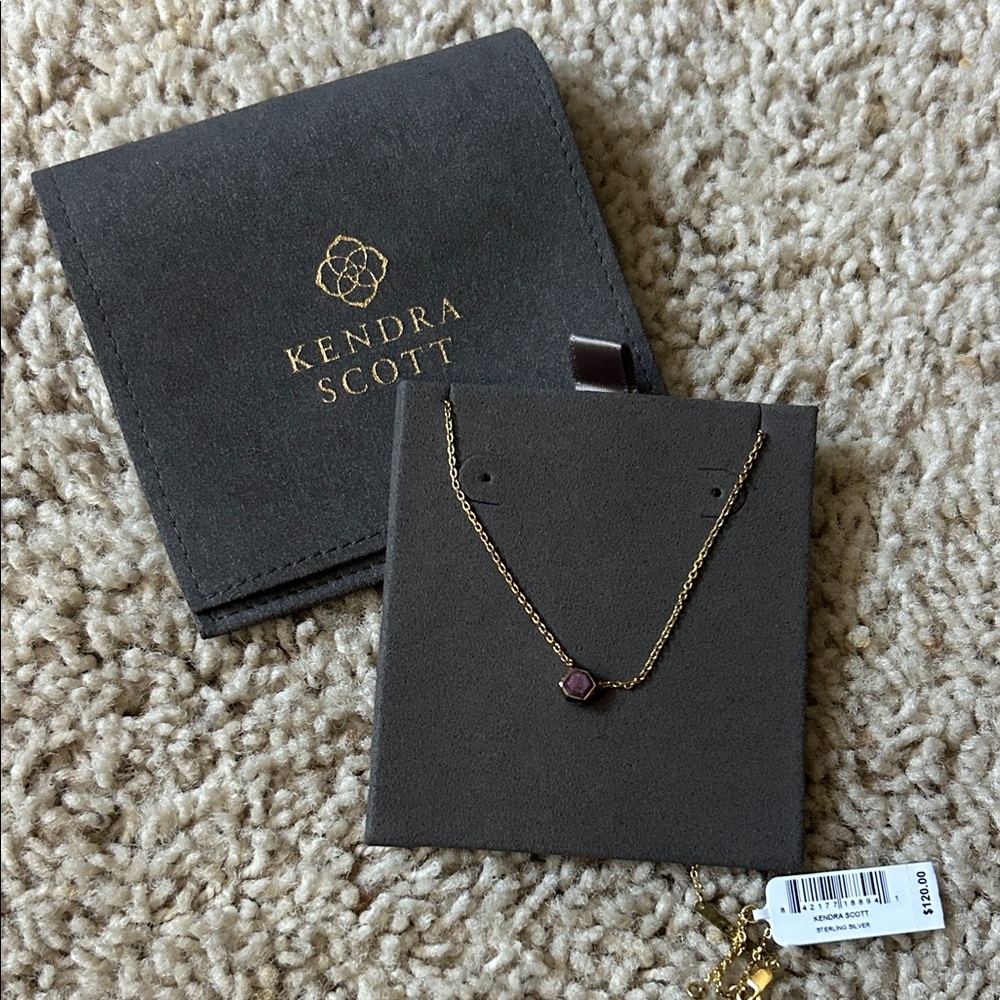 Kendra Scott Gold Necklace with Deep Purple Stone